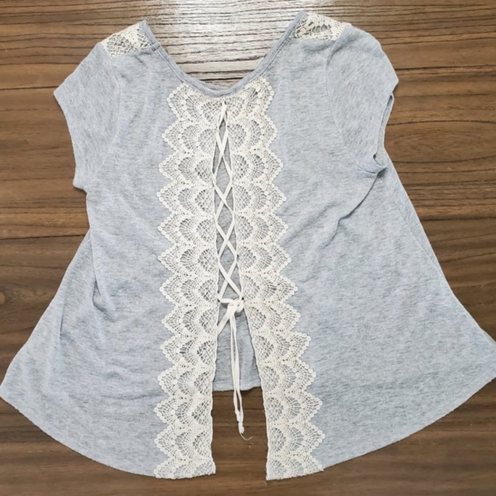 Altar'd State TShirt Lace Embellishment Open Back